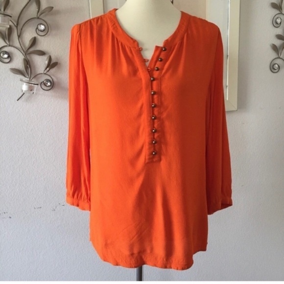 Banana Republic Long Sleeves Buttoned Orange Blouse Size S - Picture 5 of 5